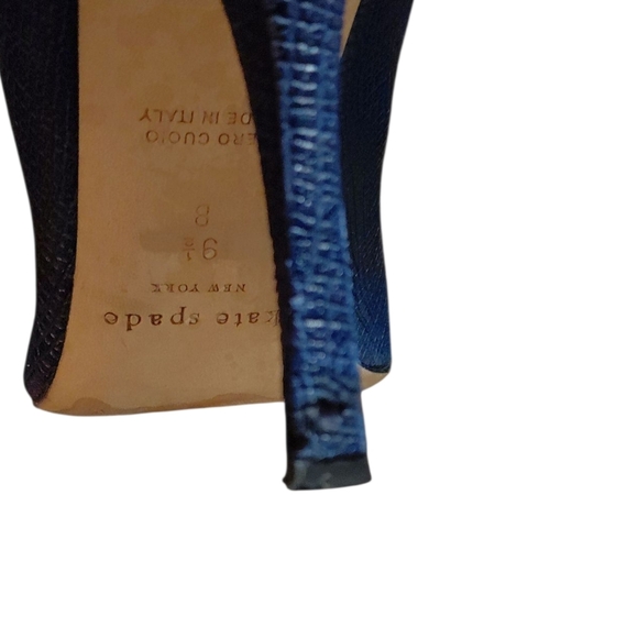 Kate Spade Paloma Blue Snake Embossed Silver Cap Toe Pumps Heels 9.5 - Picture 10 of 12